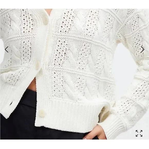 Madewell Open Cable Stitch Cardigan Sweater XS NWT Cottage Core Grandma Core - Picture 4 of 12
